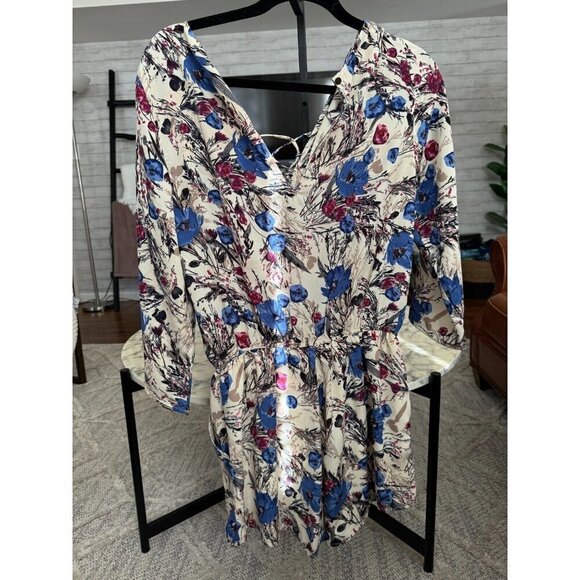 Caramela Multicolored Floral Print Sleeveless Front Tie Romper Womens Size M - Picture 2 of 6